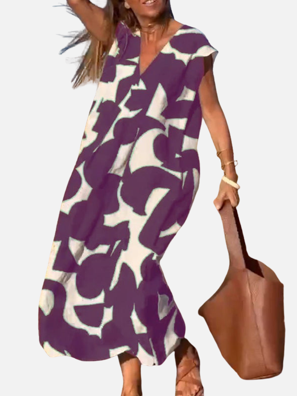 Carolina | Vestido Largo Estampado Holgado Manga Corta