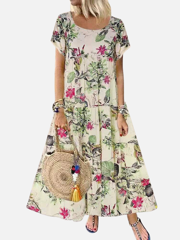 Verónica | Vestido Largo Floreado Escalonado Mujer