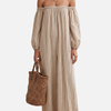 Mariana | Vestido Largo Off Shoulder de Rayas Mujer