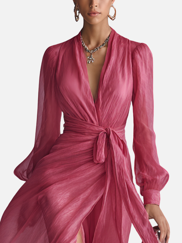 Ariana | Vestido Largo con Abertura y Manga Larga Mujer
