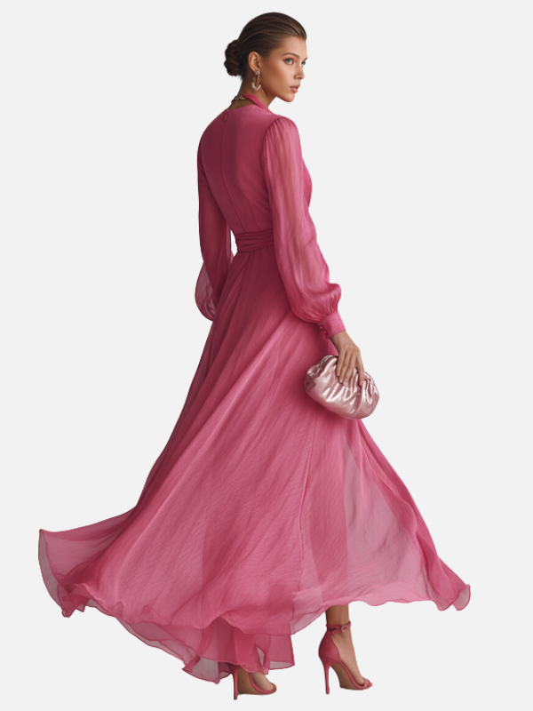 Ariana | Vestido Largo con Abertura y Manga Larga Mujer