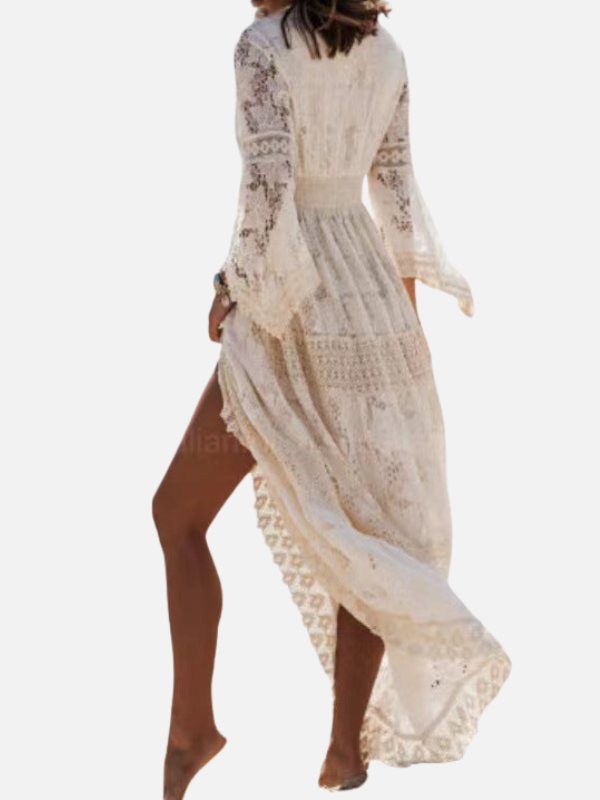 Camila | Vestido Largo de Encaje con Abertura Mujer