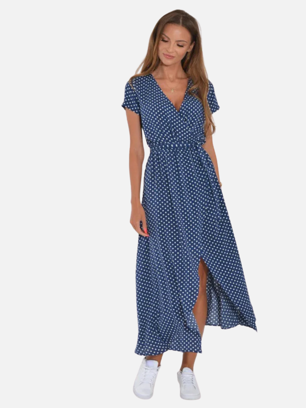 Isabella | Vestido Largo de Lunares Cruzado Mujer