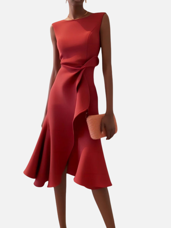 Ana | Vestido Midi Asimétrico con Vuelo Elegante
