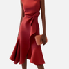 Ana | Vestido Midi Asimétrico con Vuelo Elegante