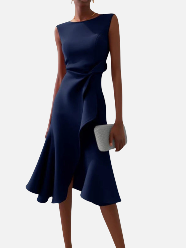 Ana | Vestido Midi Asimétrico con Vuelo Elegante