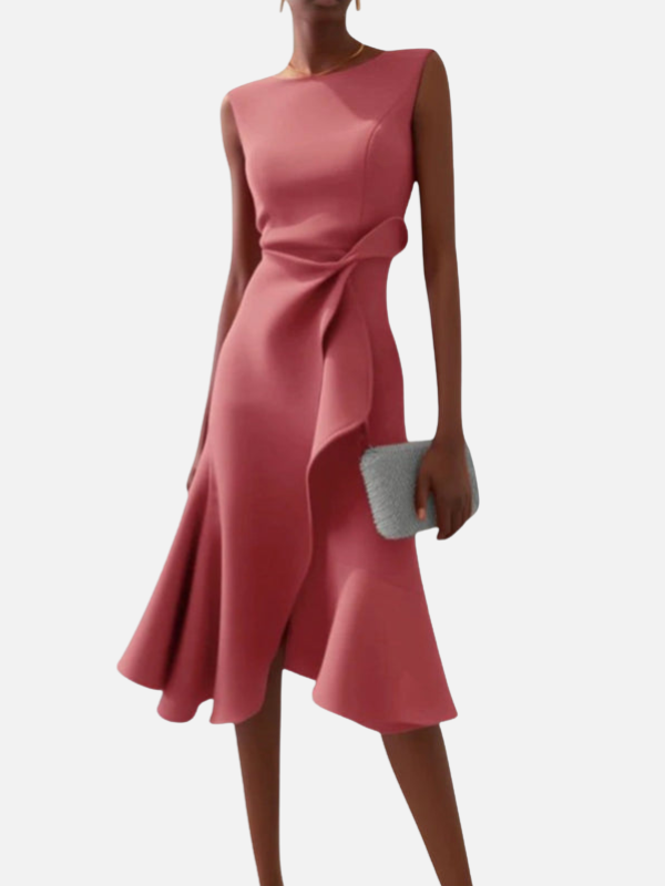 Ana | Vestido Midi Asimétrico con Vuelo Elegante