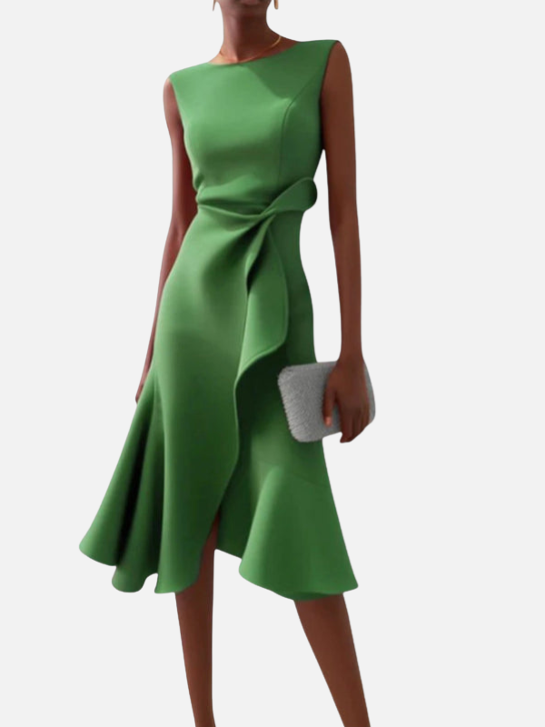 Ana | Vestido Midi Asimétrico con Vuelo Elegante