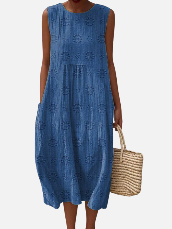 Emilia | Vestido Midi Bordado con Bolsillos Mujer
