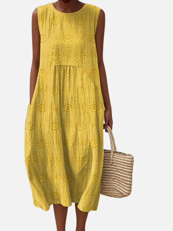 Emilia | Vestido Midi Bordado con Bolsillos Mujer