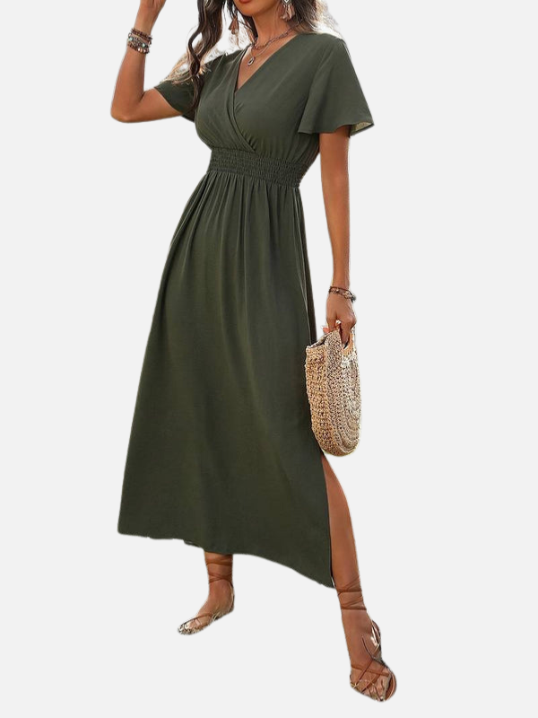 Andrea | Vestido Midi Cruzado con Abertura Mujer