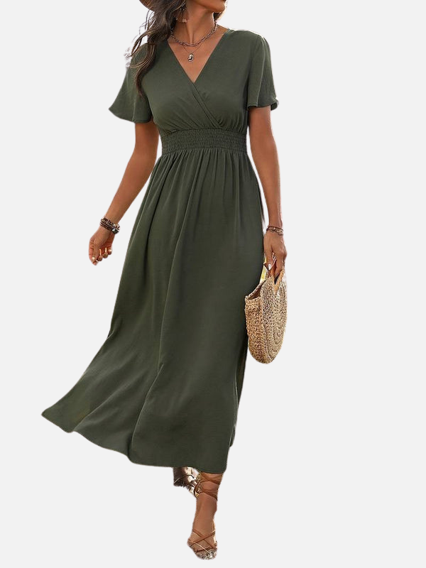 Andrea | Vestido Midi Cruzado con Abertura Mujer