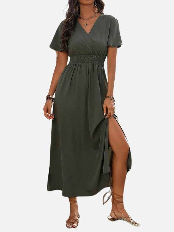 Andrea | Vestido Midi Cruzado con Abertura Mujer
