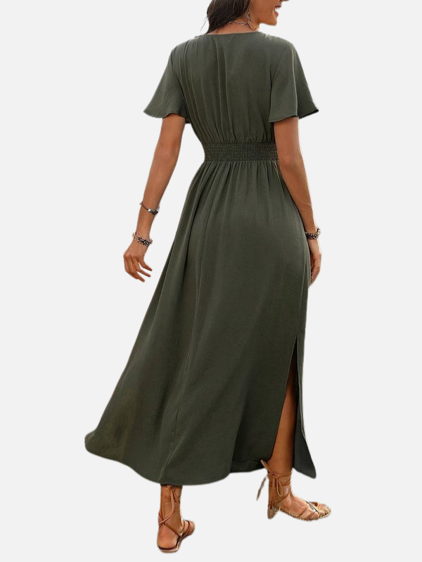 Andrea | Vestido Midi Cruzado con Abertura Mujer