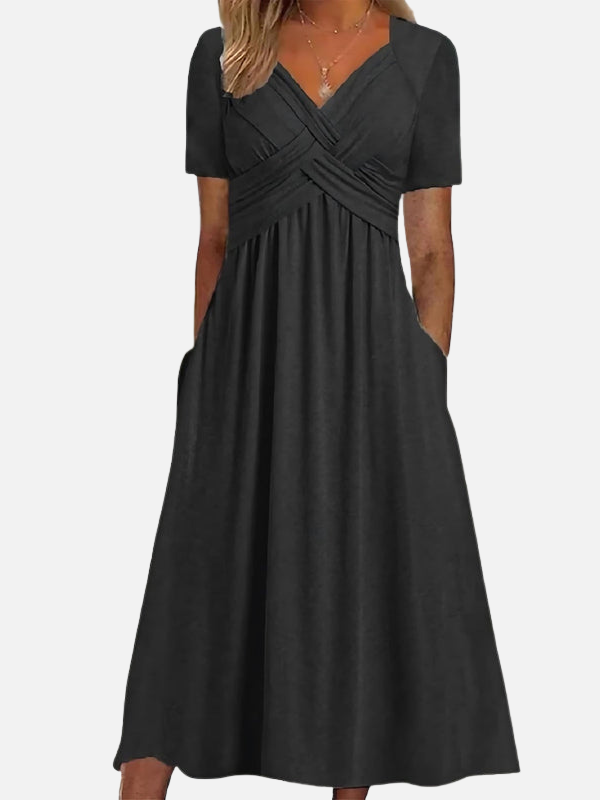 Marisol | Vestido Midi Cruzado con Bolsillos Mujer