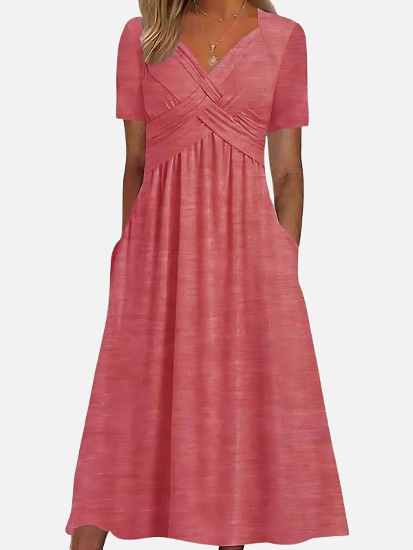 Marisol | Vestido Midi Cruzado con Bolsillos Mujer