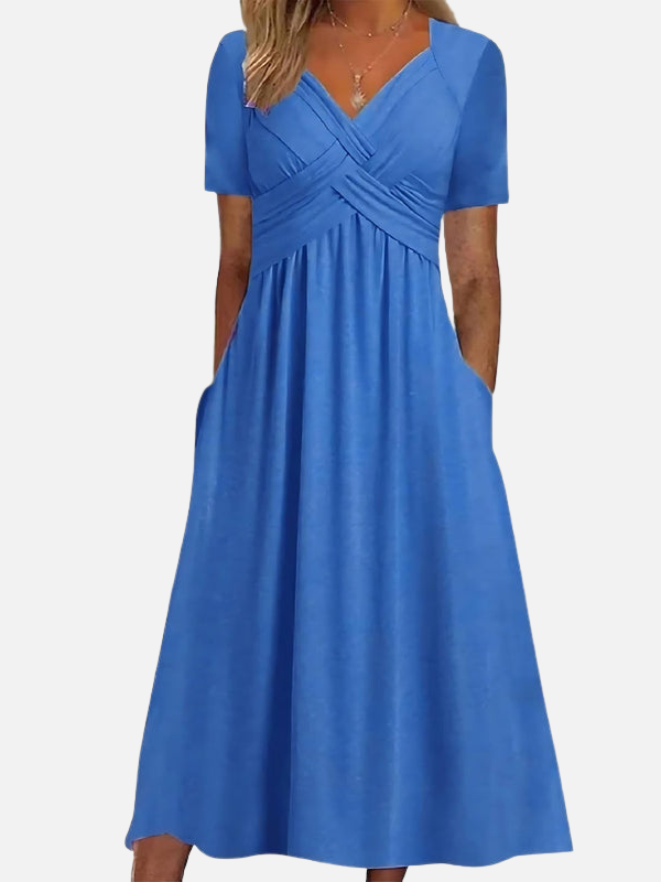Marisol | Vestido Midi Cruzado con Bolsillos Mujer