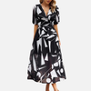 Daniela | Vestido Midi Estampado Manga Corta Escote en V