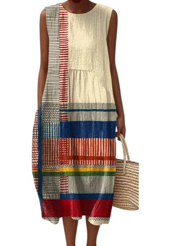 Gabriela | Vestido Midi Estampado sin Mangas Mujer