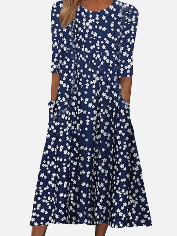 Daniela | Vestido Midi Floreado Vintage con Bolsillos