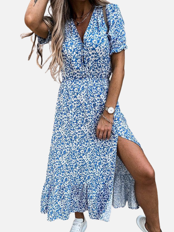 Luciana | Vestido Midi Floreado con Abertura Mujer