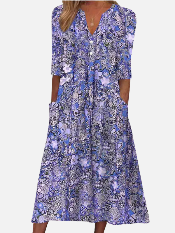 Isabella | Vestido Midi Floreado con Bolsillos Mujer