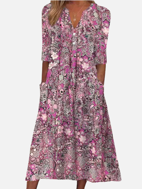Isabella | Vestido Midi Floreado con Bolsillos Mujer