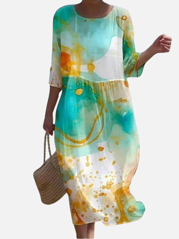 Beatriz | Vestido Midi Floreado de Manga 3/4 Mujer