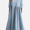 Natalia | Vestido Midi Manga Corta con Bolsillos Mujer