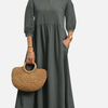 Elena | Vestido Midi con Bolsillos Manga 3/4 Mujer