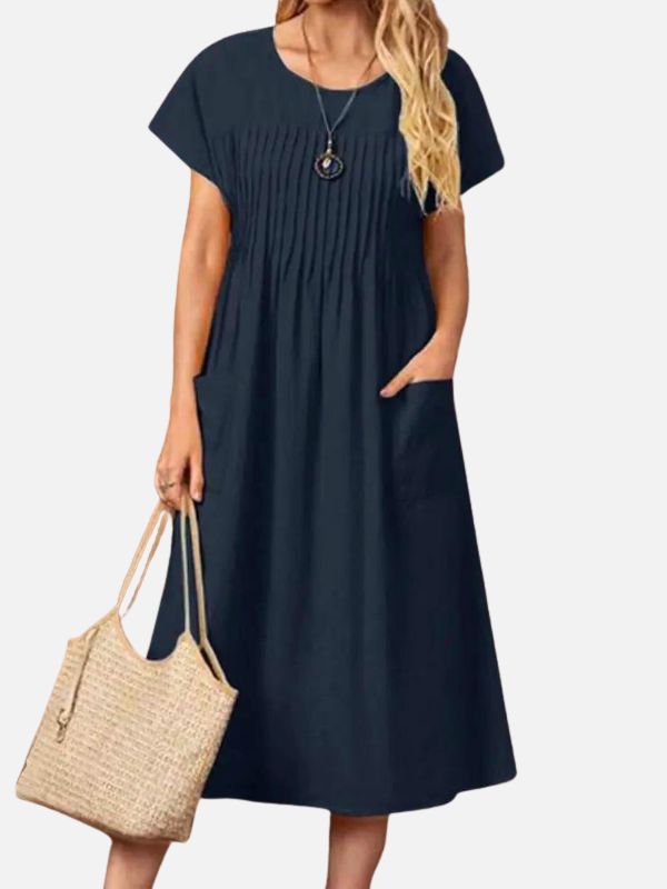 Isabella | Vestido Midi con Bolsillos Manga Corta Mujer