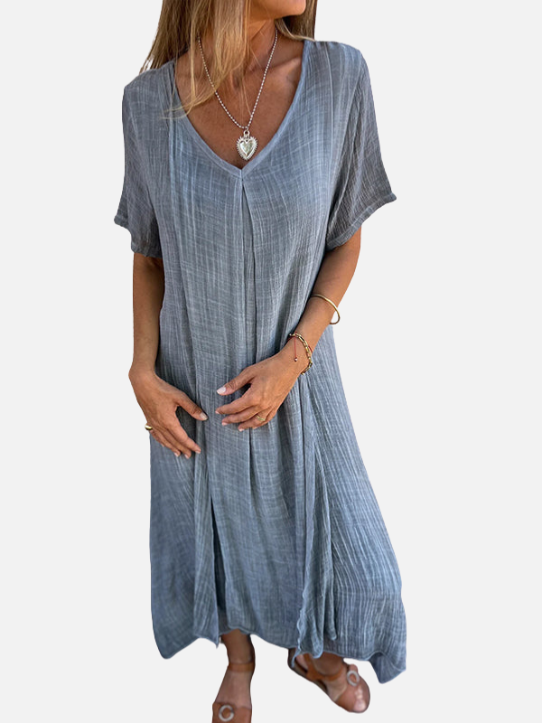 Patricia | Vestido Midi con Escote en V Manga Corta