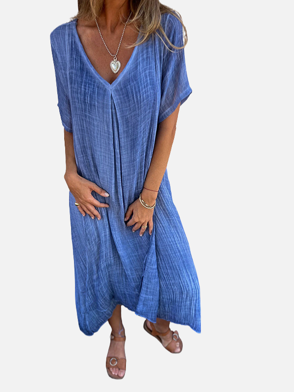 Patricia | Vestido Midi con Escote en V Manga Corta
