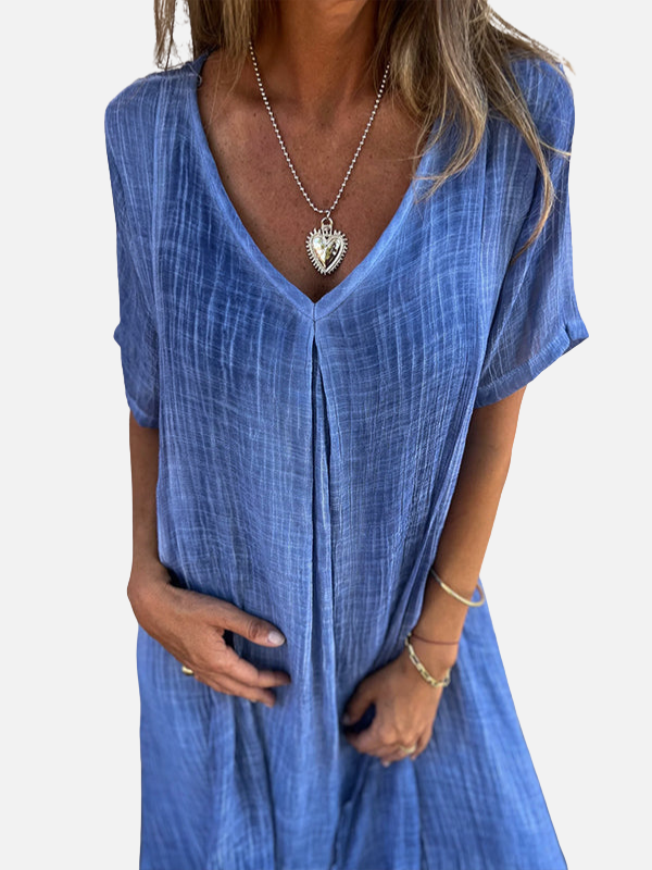 Patricia | Vestido Midi con Escote en V Manga Corta