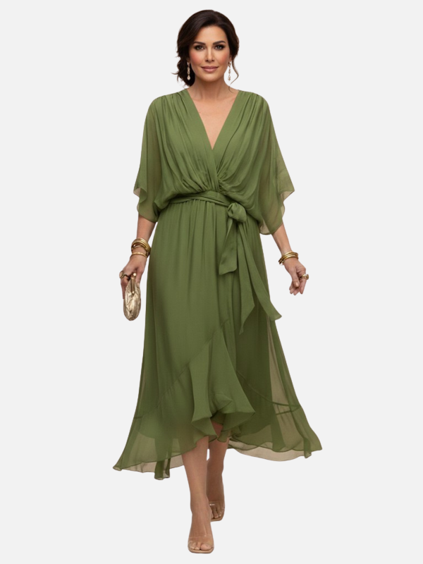 Beatriz | Vestido Midi de Gasa Cruzado para Mujer