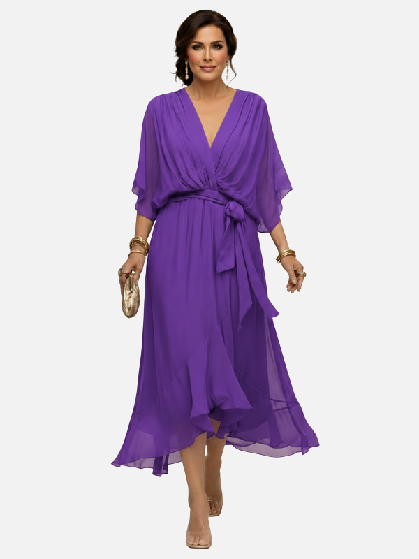 Beatriz | Vestido Midi de Gasa Cruzado para Mujer