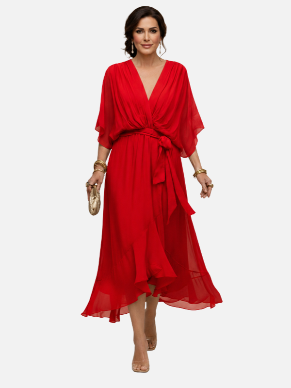 Beatriz | Vestido Midi de Gasa Cruzado para Mujer