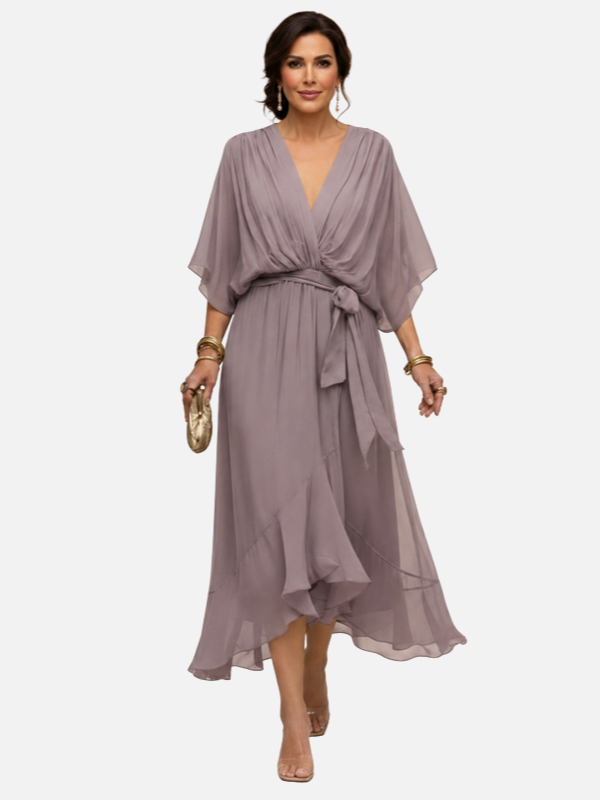 Beatriz | Vestido Midi de Gasa Cruzado para Mujer