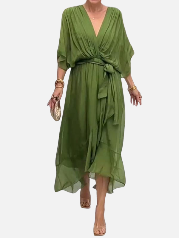Marisol | Vestido Midi de Gasa con Lazo para Mujer