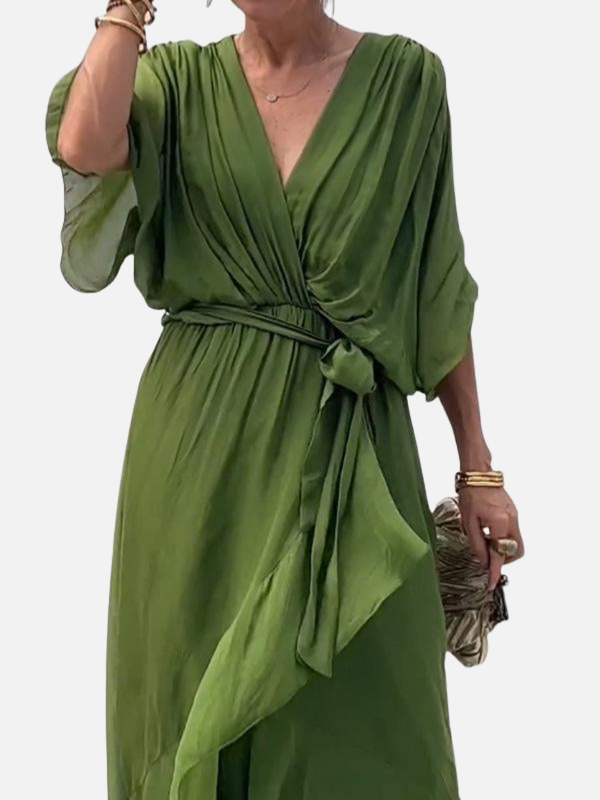 Marisol | Vestido Midi de Gasa con Lazo para Mujer