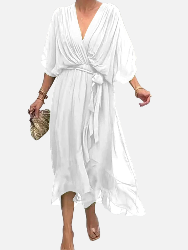 Marisol | Vestido Midi de Gasa con Lazo para Mujer