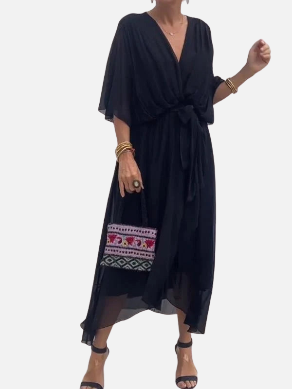 Marisol | Vestido Midi de Gasa con Lazo para Mujer