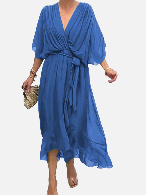 Marisol | Vestido Midi de Gasa con Lazo para Mujer