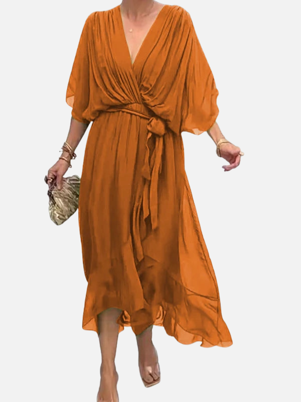 Marisol | Vestido Midi de Gasa con Lazo para Mujer