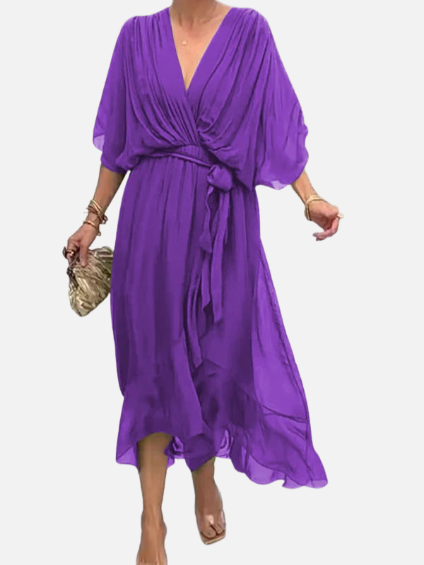 Marisol | Vestido Midi de Gasa con Lazo para Mujer