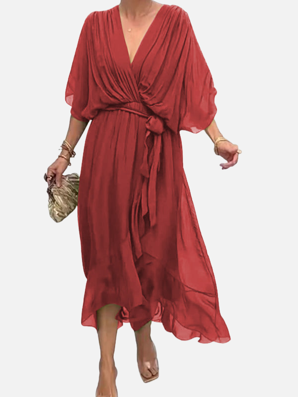 Marisol | Vestido Midi de Gasa con Lazo para Mujer