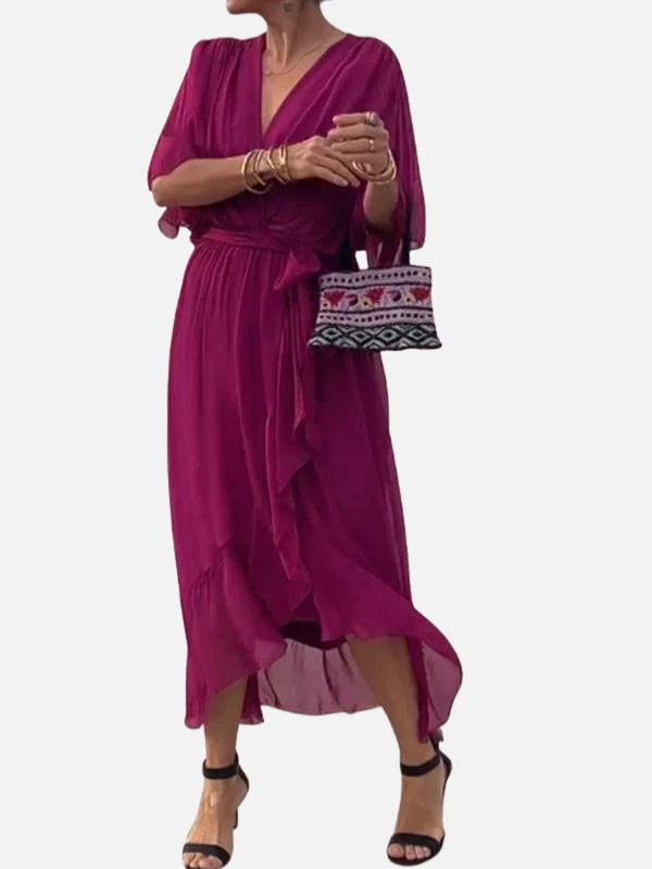 Marisol | Vestido Midi de Gasa con Lazo para Mujer