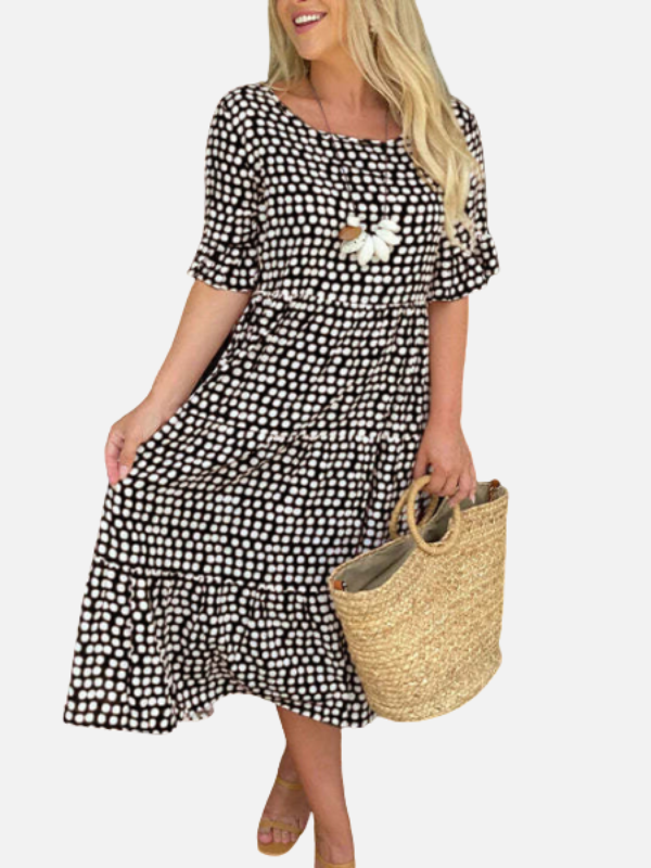 Isabella | Vestido Midi de Lunares Manga Corta Mujer