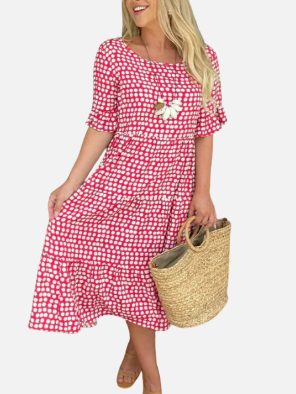 Isabella | Vestido Midi de Lunares Manga Corta Mujer