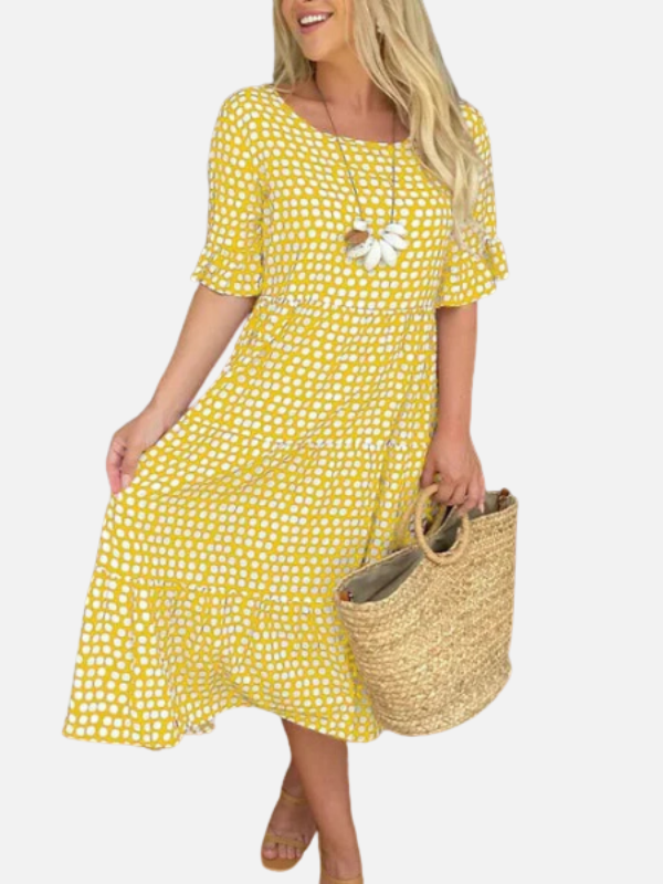 Isabella | Vestido Midi de Lunares Manga Corta Mujer